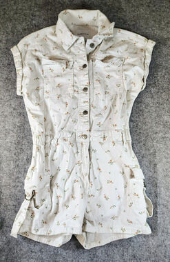 Celebrity Pink White Floral Cargo Romper Size S